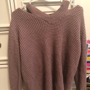 Off the shoulder slit sweater